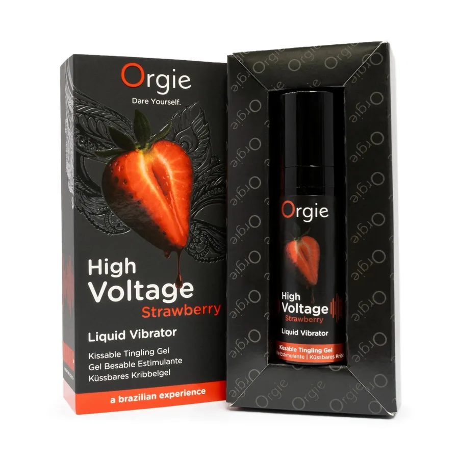 Рідкий вібратор Orgie High Voltage – Strawberry, 15 мл, ефект мурашок, дуже потужний, смак полуниці