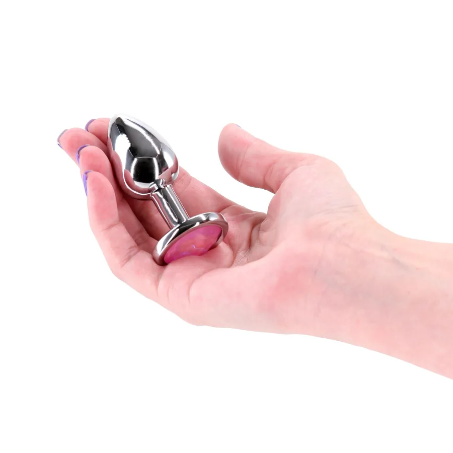 Анальная пробка NS Novelties Rear Assets - Silver - Small - Pink Gem
