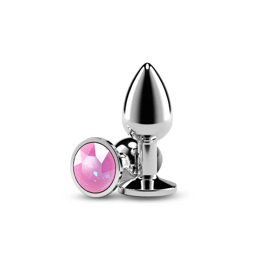 Анальная пробка NS Novelties Rear Assets - Silver - Small - Pink Gem