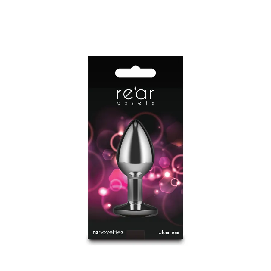 Анальная пробка NS Novelties Rear Assets - Silver - Small - Pink Gem