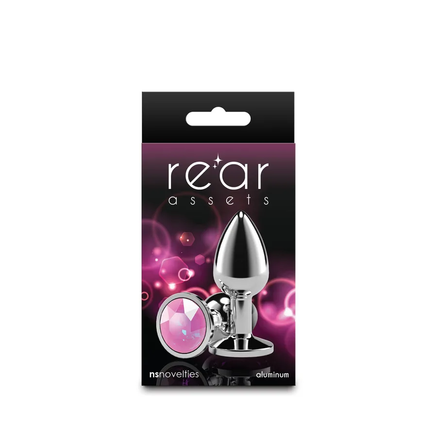 Анальная пробка NS Novelties Rear Assets - Silver - Small - Pink Gem