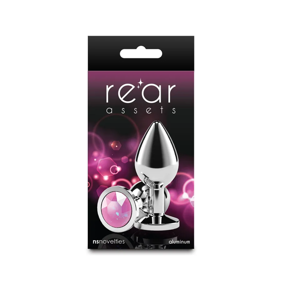 Анальная пробка NS Novelties Rear Assets - Silver - Medium - Pink Gem