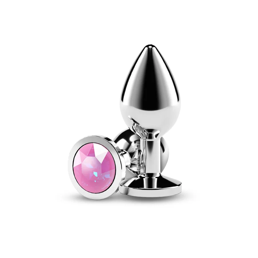 Анальная пробка NS Novelties Rear Assets - Silver - Medium - Pink Gem