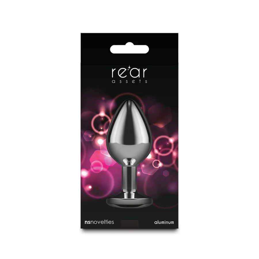 Анальная пробка NS Novelties Rear Assets - Silver - Medium - Pink Gem