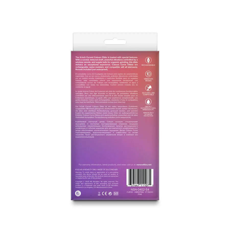 Ділдо з вібрацією NS Novelties Colours - Curve - Vibrating - 6" Dildo - Pink