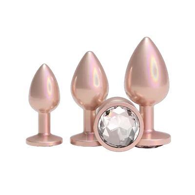 Набір анальних пробок NS Novelties Rear Assets - Trainer Kit - Iridescent Champagne - Clear Gem