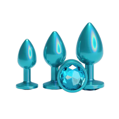 Набір анальних пробок NS Novelties Rear Assets - Trainer Kit - Iridescent Teal - Teal Gem