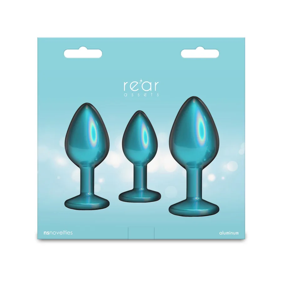 Набор анальных пробок NS Novelties Rear Assets - Trainer Kit - Iridescent Teal - Teal Gem