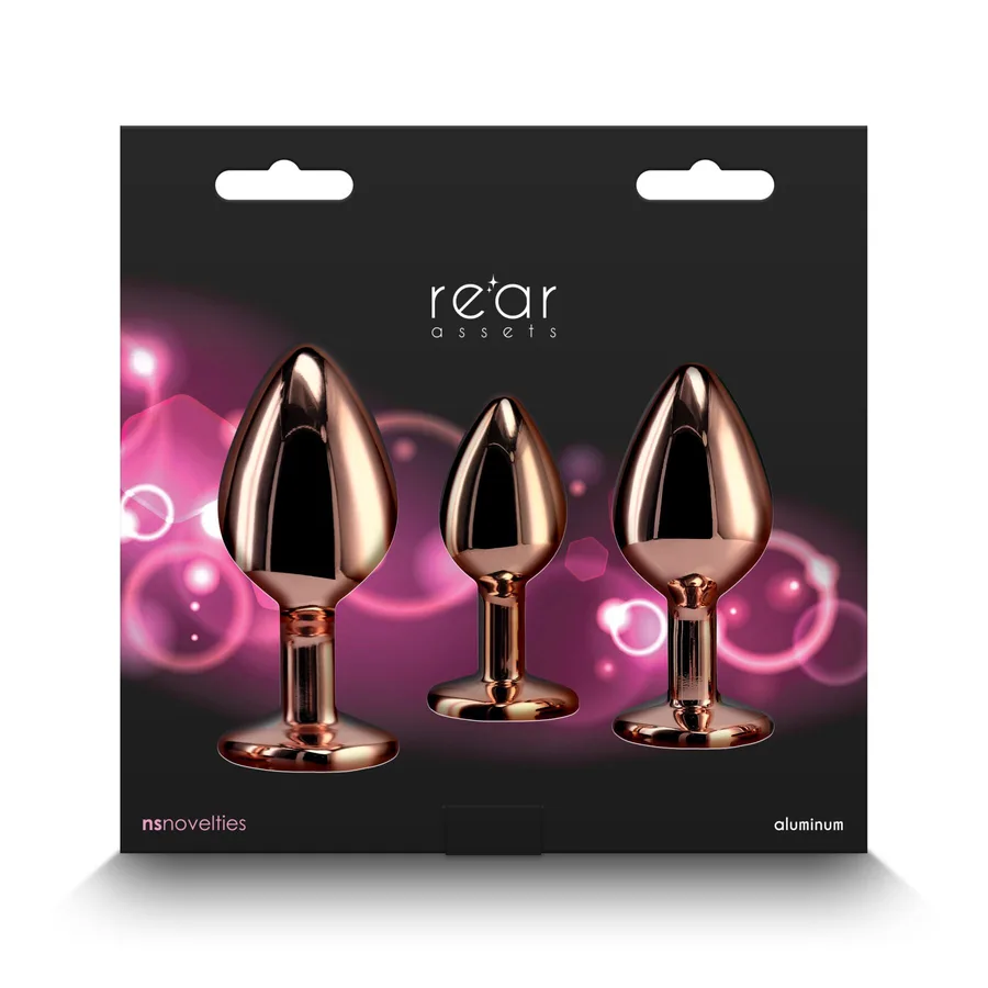 Набор анальных пробок NS Novelties Rear Assets - Trainer Kit - Rose Gold - Pink Gem