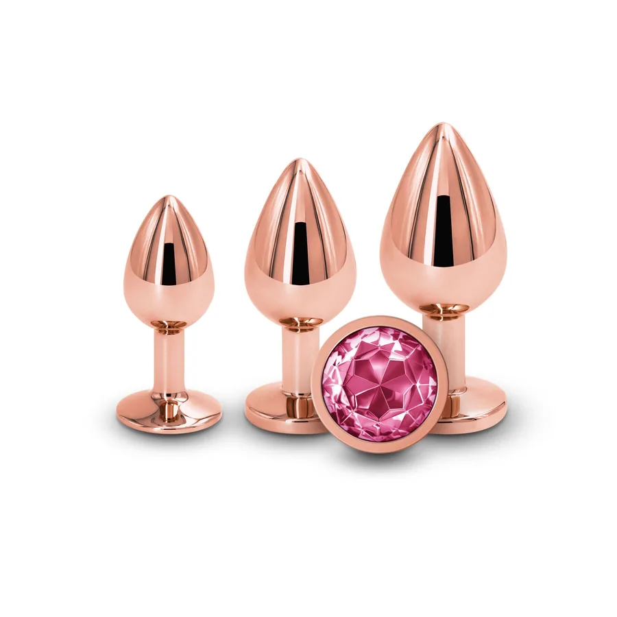 Набор анальных пробок NS Novelties Rear Assets - Trainer Kit - Rose Gold - Pink Gem