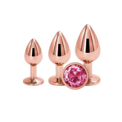 Набір анальних пробок NS Novelties Rear Assets - Trainer Kit - Rose Gold - Pink Gem