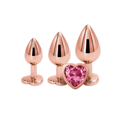 Набір анальних пробок NS Novelties Rear Assets - Trainer Kit - Rose Gold - Pink Heart