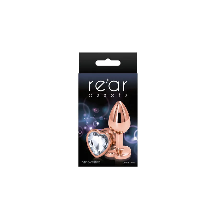 Анальная пробка NS Novelties Rear Assets - Rose Gold Heart - Small - Clear