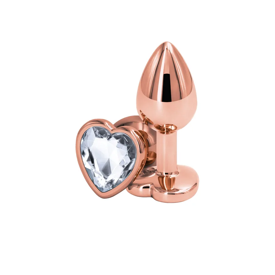 Анальная пробка NS Novelties Rear Assets - Rose Gold Heart - Small - Clear