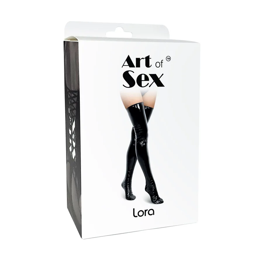 Сексуальные виниловые чулки Art of Sex - Lora, размер S, с эффектом голограммы