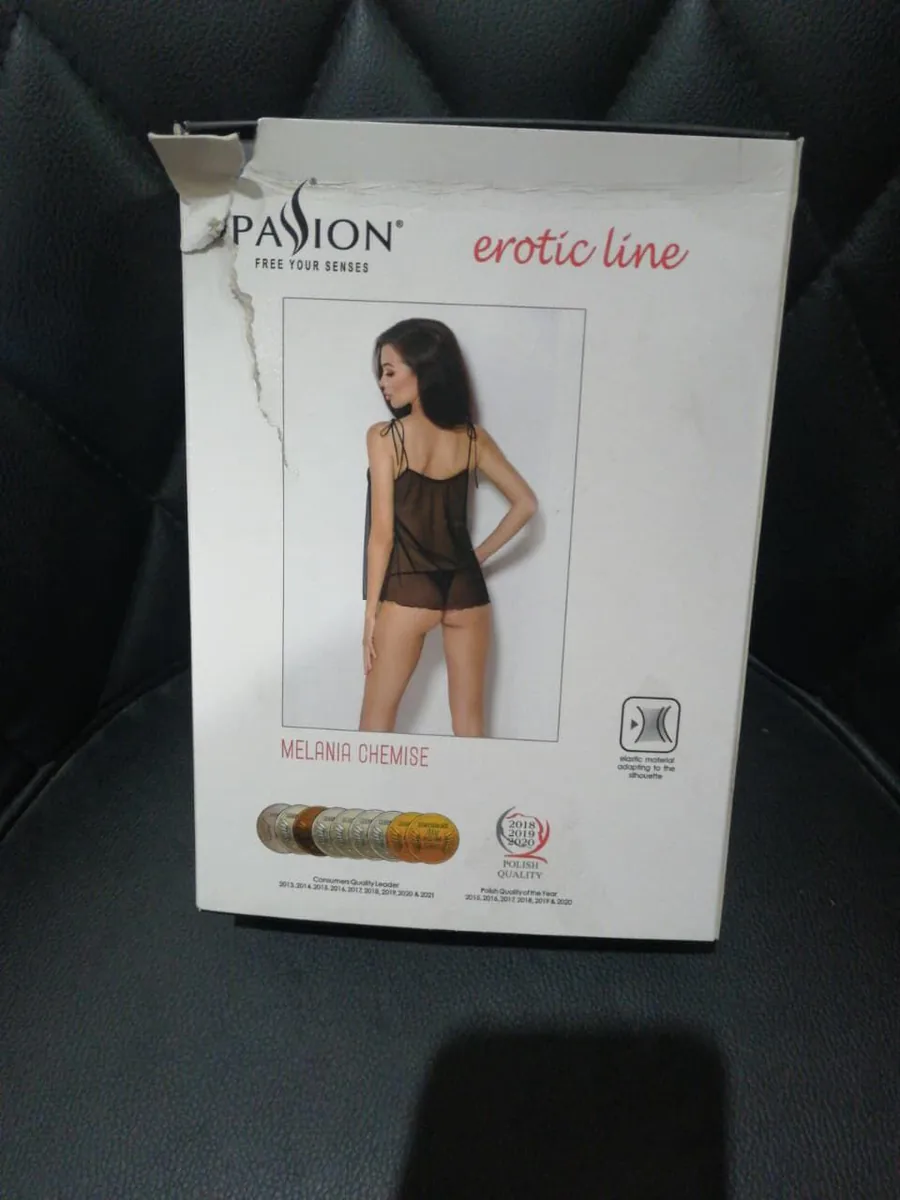 Сорочка прозора бебі дол Passion MELANIA CHEMISE S/M black (м'яте паковання!!!)
