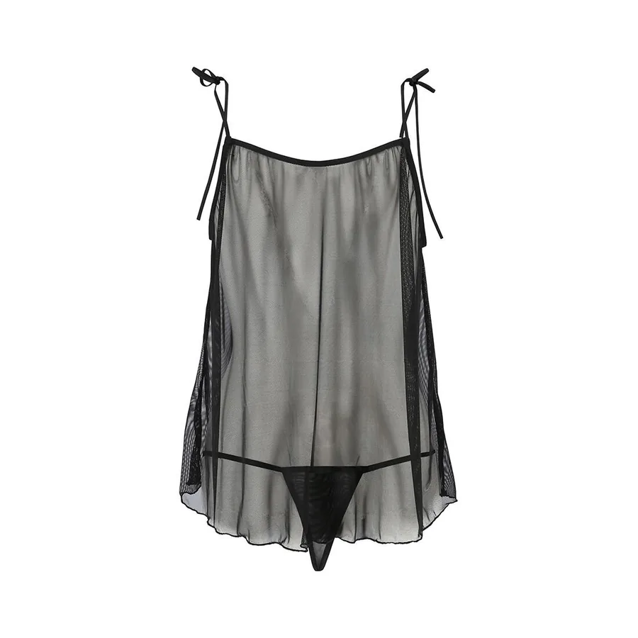 Сорочка прозора бебі дол Passion MELANIA CHEMISE S/M black (м'яте паковання!!!)