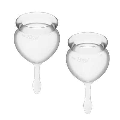 Набір менструальних чаш Satisfyer Feel Good (Transparent), 15мл і 20мл, мішечок для зберігання