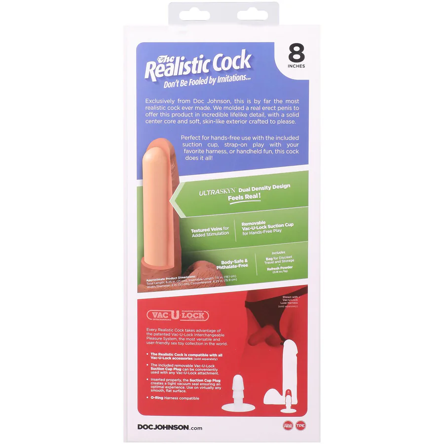 Фаллоимитатор Doc Johnson The Realistic Cock ULTRASKYN - 8 Inch with Balls Caramel