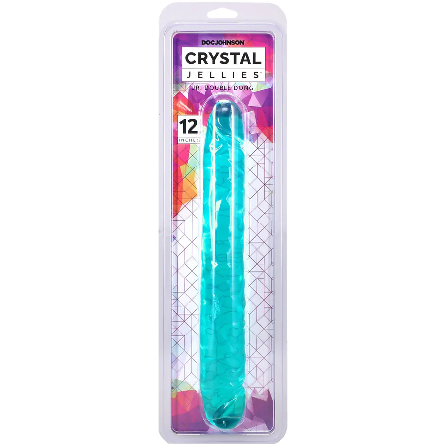Фалоімітатор двосторонній Doc Johnson Crystal Jellies 12" Jr. Double Dong Teal