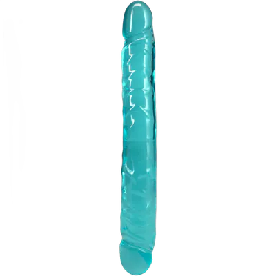 Фаллоимитатор двусторонний Doc Johnson Crystal Jellies 12" Jr. Double Dong Teal