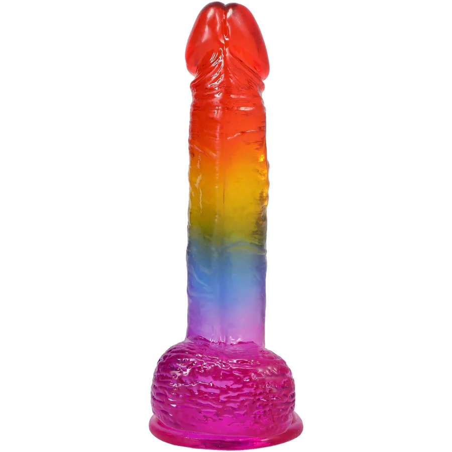 Фаллоимитатор Doc Johnson Crystal Jellies - Realistic cock with balls 8.5 Inch - Rainbow