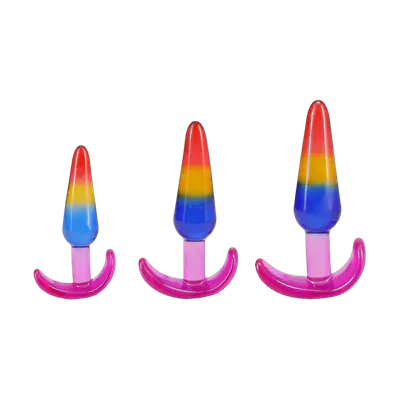Набор анальных пробок Doc Johnson Crystal Jellies - Anal Trainer Set - Rainbow