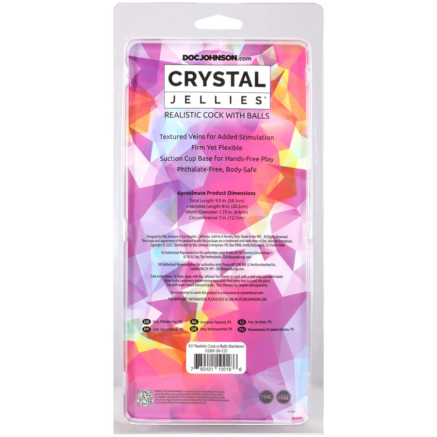 Фалоімітатор Doc Johnson Crystal Jellies - 9.5 Inch Dildo - Rainbow