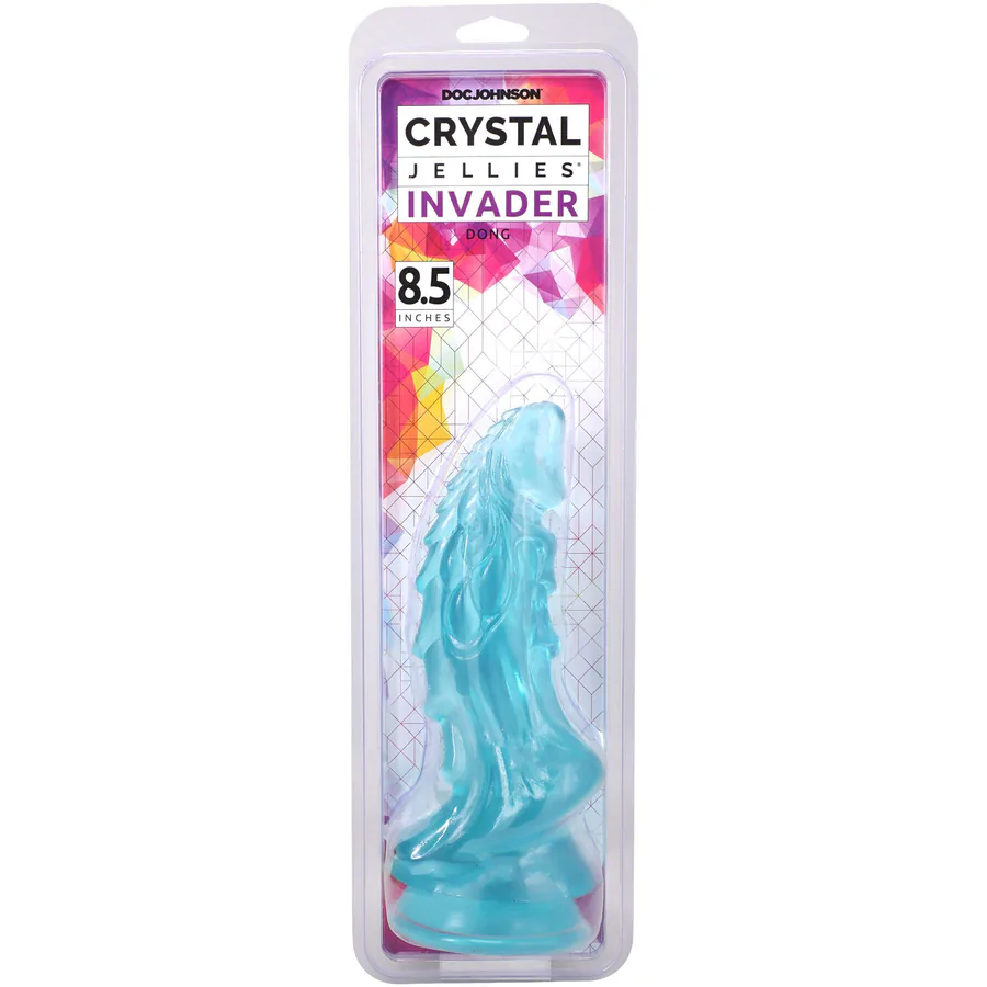 Фэнтезийный фаллоимитатор Doc Johnson Crystal Jellies - Invader Dong 8.5 Inch - Teal