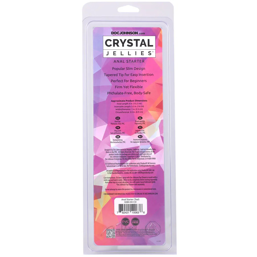 Дилдо Doc Johnson Crystal Jellies - Anal Starter - 5.5 Inches - Teal