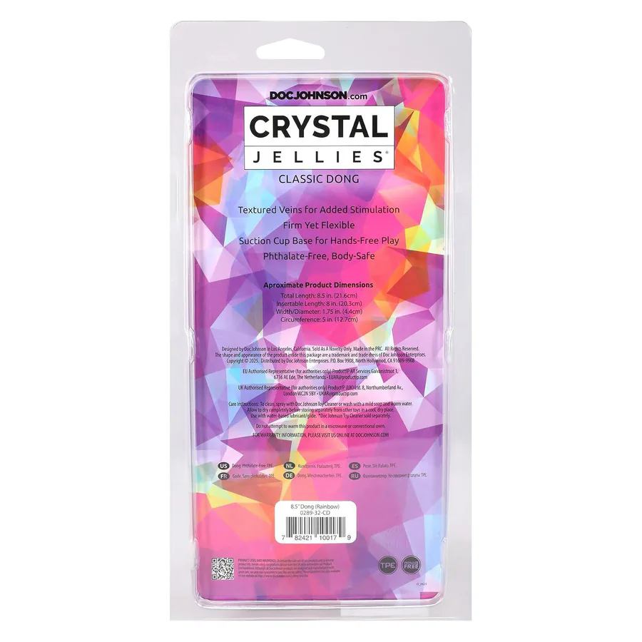 Дилдо Doc Johnson Crystal Jellies - 8.5 Inch Сlassic Dong - Rainbow