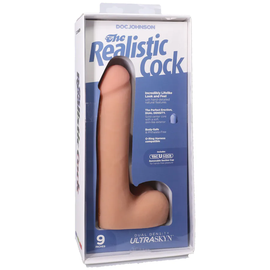 Фалоімітатор Doc Johnson The Realistic Cock ULTRASKYN - 9 Inch with Balls Vanilla