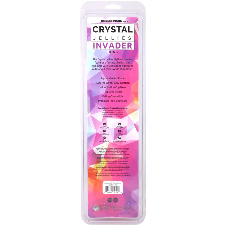 Фентезійний фалоімітатор Doc Johnson Crystal Jellies - Invader Dong 8.5 Inch - Pink