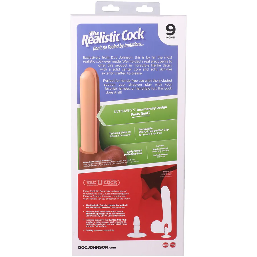 Фаллоимитатор Doc Johnson The Realistic Cock ULTRASKYN - 9 Inch with Balls Chocolate