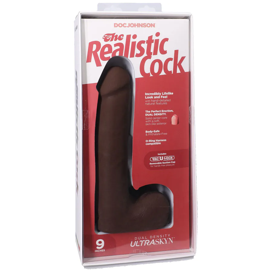 Фаллоимитатор Doc Johnson The Realistic Cock ULTRASKYN - 9 Inch with Balls Chocolate