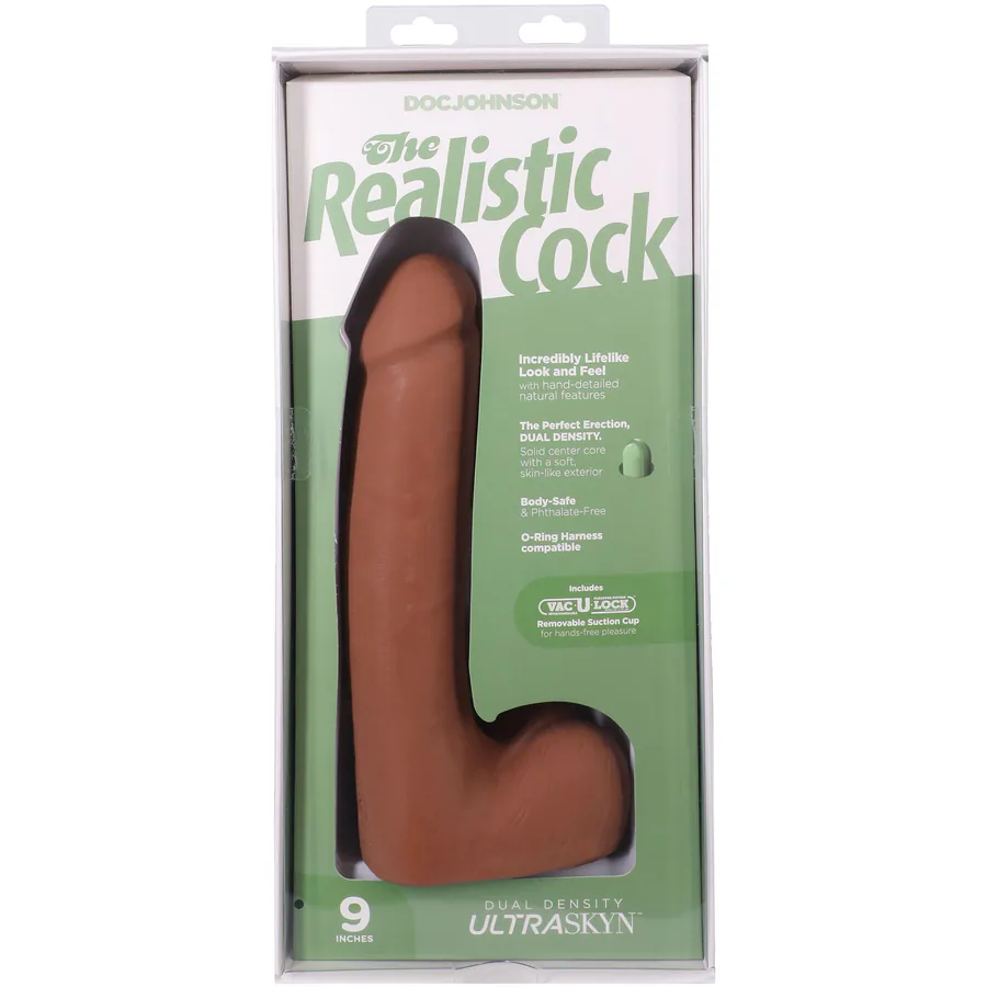 Фалоімітатор Doc Johnson The Realistic Cock ULTRASKYN - 9 Inch with Balls Caramel