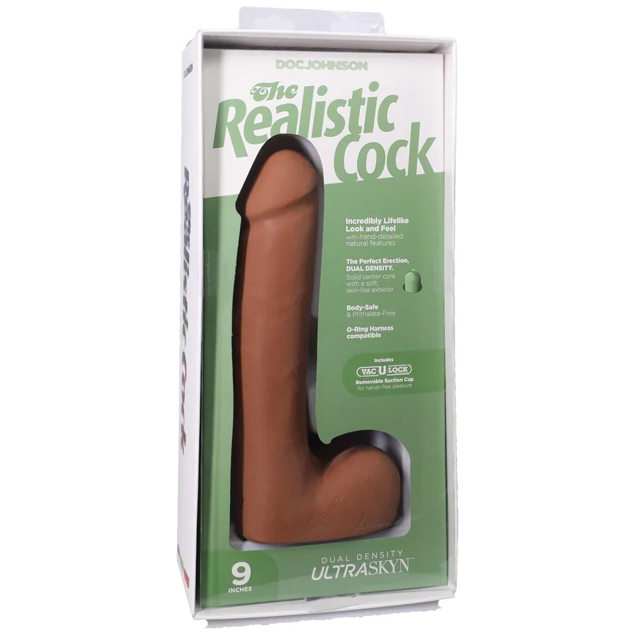 Фалоімітатор Doc Johnson The Realistic Cock ULTRASKYN - 9 Inch with Balls Caramel