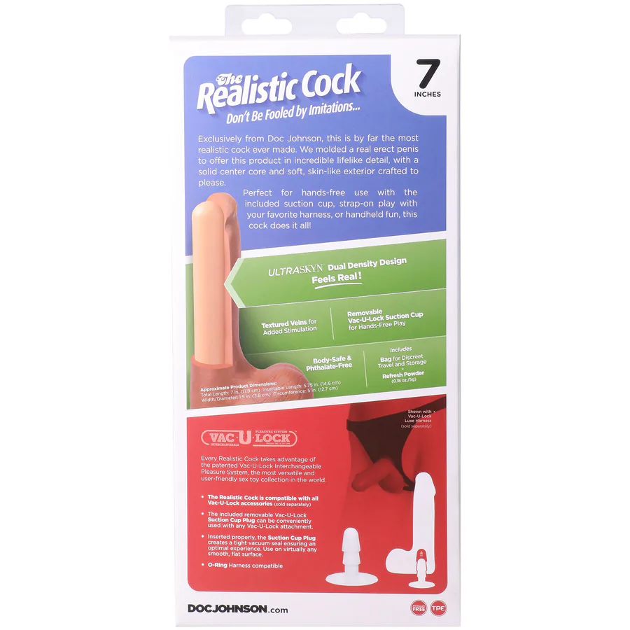 Фаллоимитатор Doc Johnson The Realistic Cock ULTRASKYN - 7 Inch with Balls Caramel