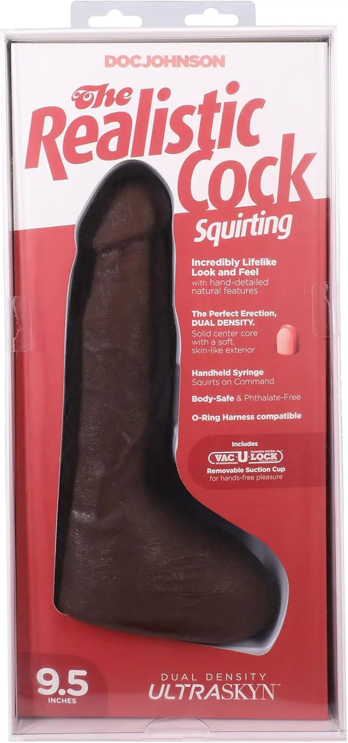 Фалоімітатор, що кінчає Doc Johnson The Realistic Cock ULTRASKYN - Squirting 9,5 Inch Chocolate