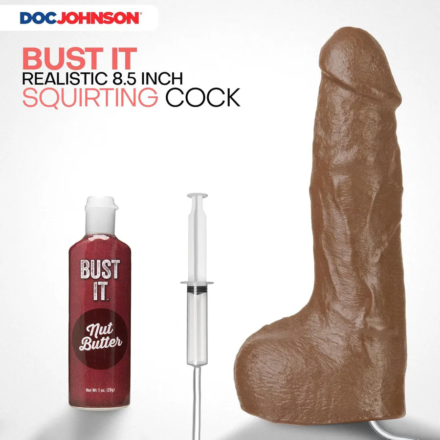 Фалоімітатор, що кінчає Doc Johnson The Realistic Cock ULTRASKYN - Squirting 9,5 Inch Caramel