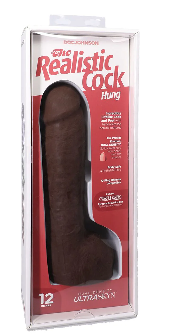Фалоімітатор Doc Johnson The Realistic Cock ULTRASKYN - 12 Inch Hung with Balls Chocolate
