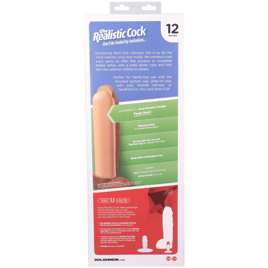 Фалоімітатор Doc Johnson The Realistic Cock ULTRASKYN - 12 Inch Hung with Balls Chocolate
