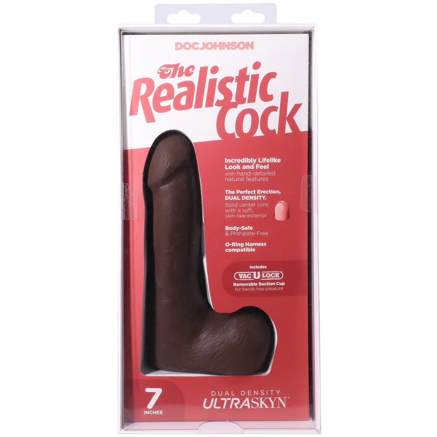 Фалоімітатор Doc Johnson The Realistic Cock ULTRASKYN - 7 Inch with Balls Chocolate