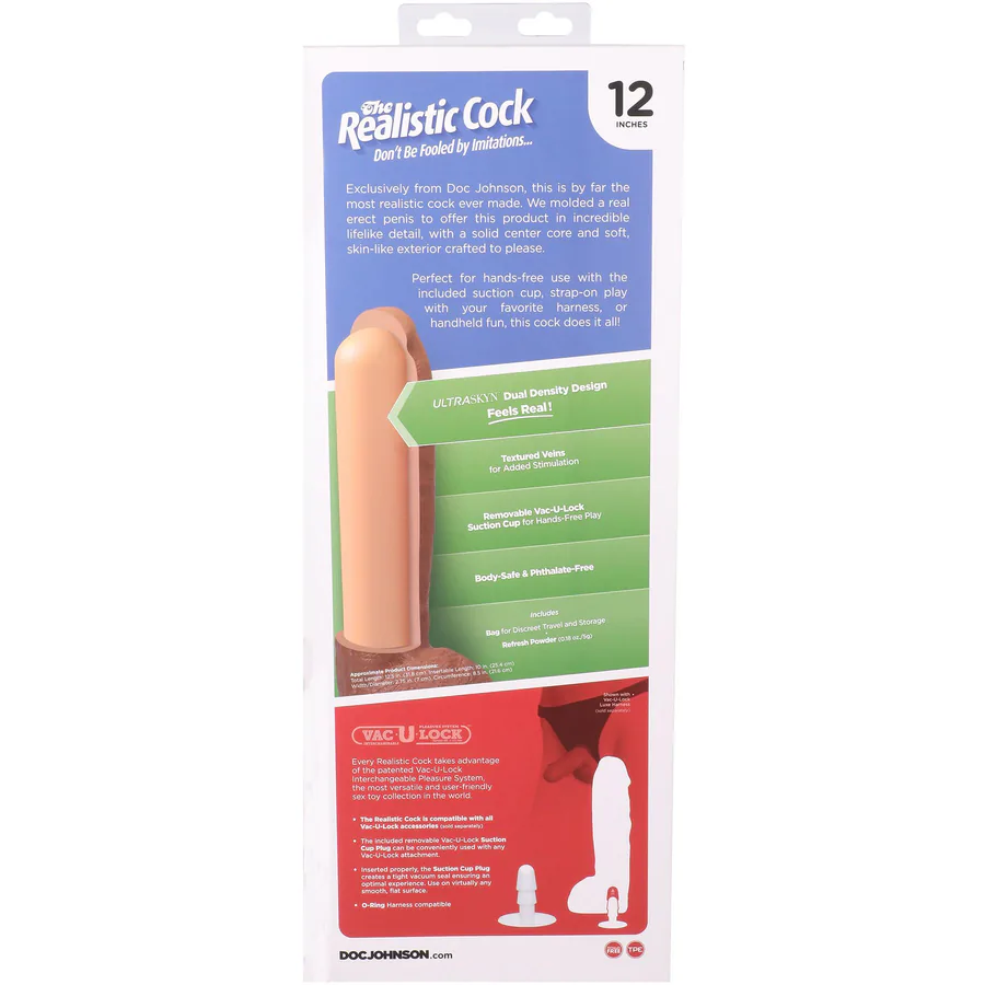Фаллоимитатор Doc Johnson The Realistic Cock ULTRASKYN - 12 Inch Hung with Balls Caramel