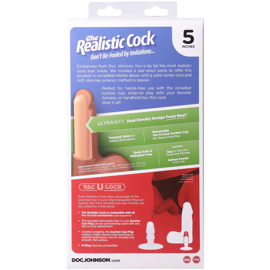 Фалоімітатор Doc Johnson The Realistic Cock ULTRASKYN - 5 Inch with Balls Vanilla