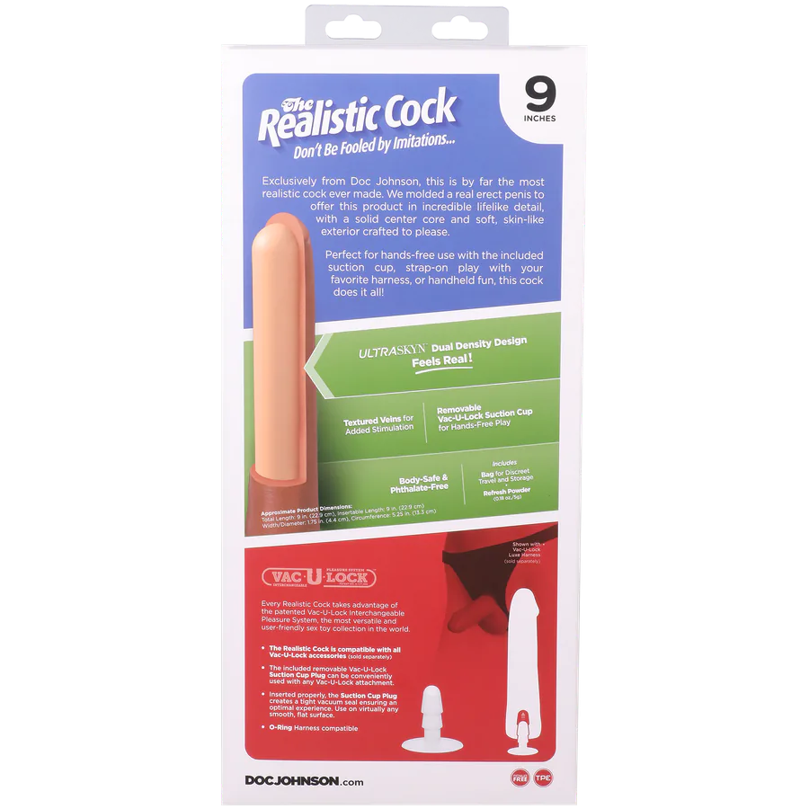 Фалоімітатор Doc Johnson The Realistic Cock ULTRASKYN - 9 Inch Chocolate