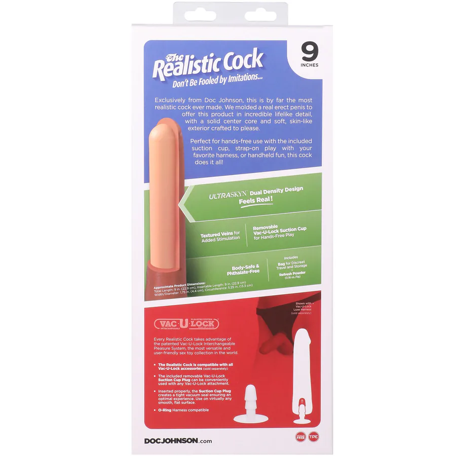 Фаллоимитатор Doc Johnson The Realistic Cock ULTRASKYN - 9 Inch Caramel
