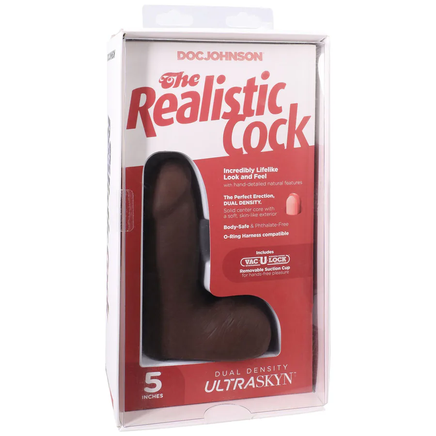 Фалоімітатор Doc Johnson The Realistic Cock ULTRASKYN - 5 Inch with Balls Chocolate