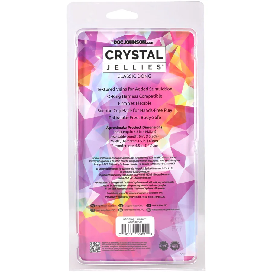 Дилдо Doc Johnson Crystal Jellies - 6.5 Inch Classic Dong - Rainbow
