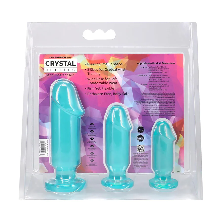 Набір анальних пробок Doc Johnson Crystal Jellies - Anal Starter Kit Teal (м'ятий та без вставки!!!)